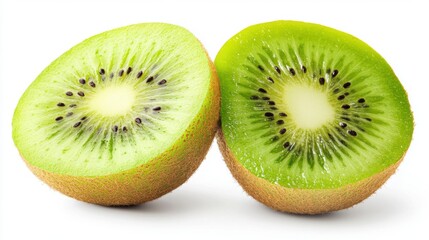 A fresh kiwi sliced in half,