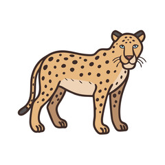 Cartoon cheetah illustration vector graphic for kids education and wildlife animal design projects and art prints