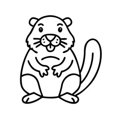 Cute cartoon beaver illustration drawing vector outline image for coloring page and educational resource