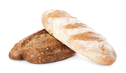 Two loaves of freshly baked bread isolated on white