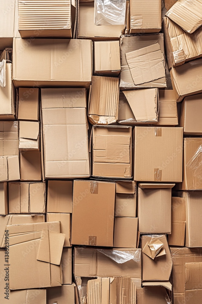 Aufkleber Stack of cardboard boxes forming a brown abstract background