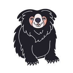 Cute cartoon sloth bear drawing vector illustration for kids wildlife animal lovers and educational resources