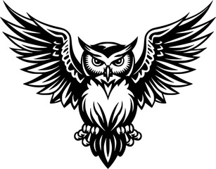 Obraz premium Owl - Black and White Isolated Icon - Vector illustration