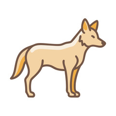 Illustration of a coyote standing in profile wildlife animal vector graphic design for nature lovers and art