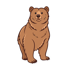 Illustration of a cute brown bear standing upright wildlife animal vector drawing design for kids and adults