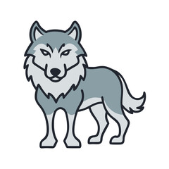 Cartoon gray wolf vector illustration for animal lovers and wildlife enthusiasts, cute wolf drawing design