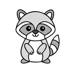 Cute cartoon raccoon vector illustration for kids design and animal lovers with adorable raccoon character