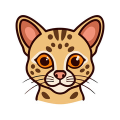 Cute margay cat head vector illustration for wild cat animal lovers and graphic design projects use, isolated