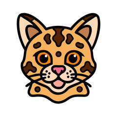 Cute cartoon margay cat face vector illustration for kids and animal lovers design and graphic resources