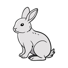 Cute gray rabbit illustration vector drawing for easter spring animal clip art graphic design project use