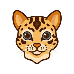 Cute margay cat face illustration vector graphic design for apparel and print on demand projects use 100 chars