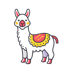 Cute cartoon llama vector illustration for kids, animal clip art, design element, and graphic resources use