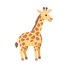 Obraz premium Giraffe illustration vector image of african animal with long neck and brown spots for kids and education