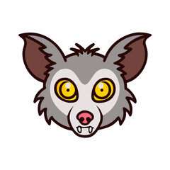 Cute cartoon wolf face vector illustration for animal lovers and graphic design projects featuring wolves