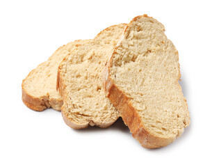 Pieces of fresh bread isolated on white