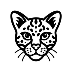 Leopard head vector illustration, wild cat face drawing, jaguar animal graphic, black and white design art