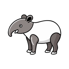 Find cute cartoon tapir vector illustration for kids learning and educational resources and animal projects