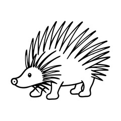 Cute hedgehog outline drawing vector illustration for coloring page and educational resources design needs