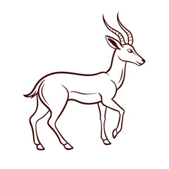 Illustration of a springbok antelope vector design, african wildlife animal outline drawing for prints and logos