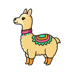 Cute cartoon llama vector illustration for kids coloring pages and educational animal learning resources