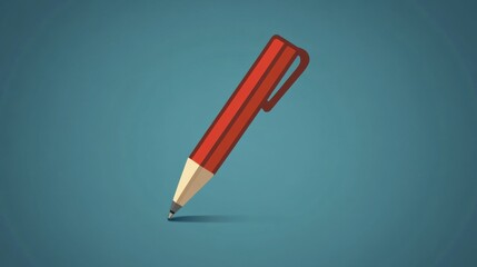 High-Quality Vector Illustration of a Red Pencil on a Blue Background Perfect for Educational and Creative Themes in Design Projects