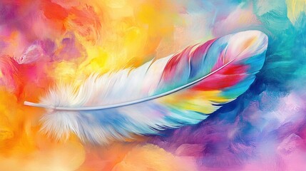 Obraz premium Colorful Feather in Abstract Background