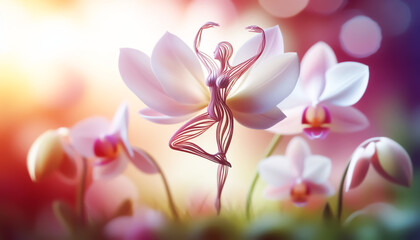 Dancer figure formed by flowers and leaves. Fantasy concept