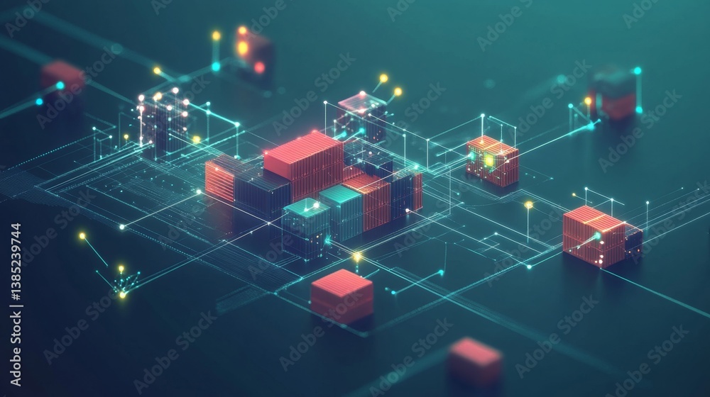 Poster digital infrastructure development technology visualization virtual space graphic design futuristic 
