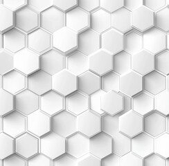 Naklejka premium Seamless white hexagon pattern on soft gray background with 3D depth effect