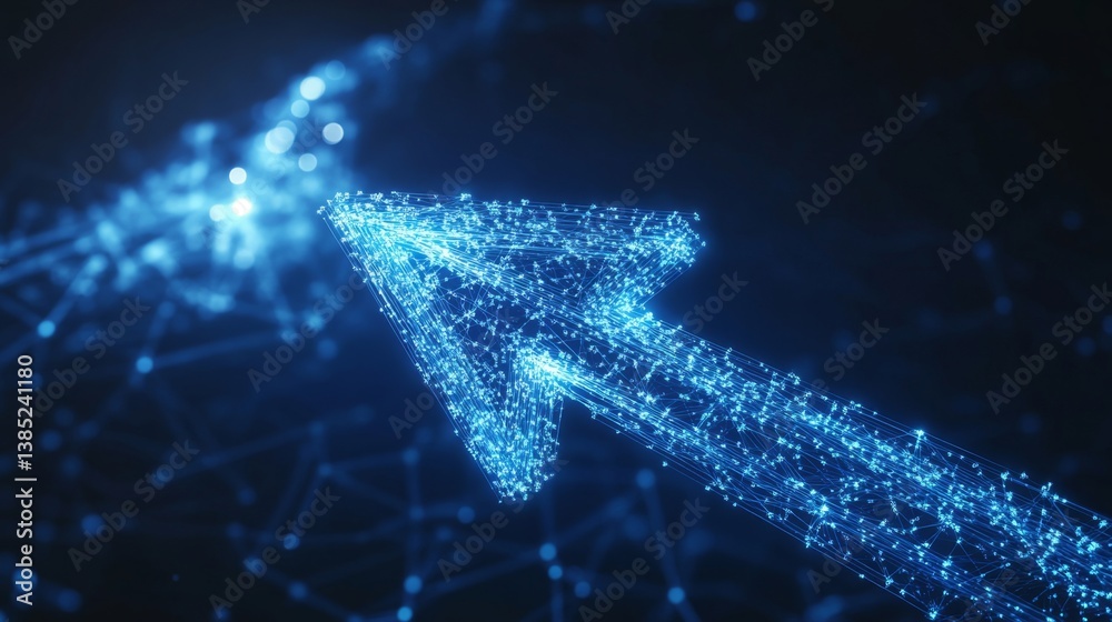Poster dynamic digital arrow movement virtual space 3d animation technology environment futuristic viewpoin