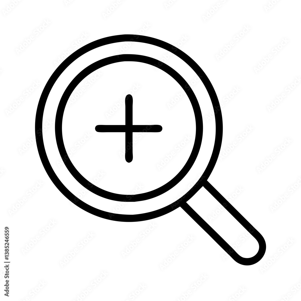 Poster zoom in icon magnifying glass plus sign vector image for website ui design and graphic design resour