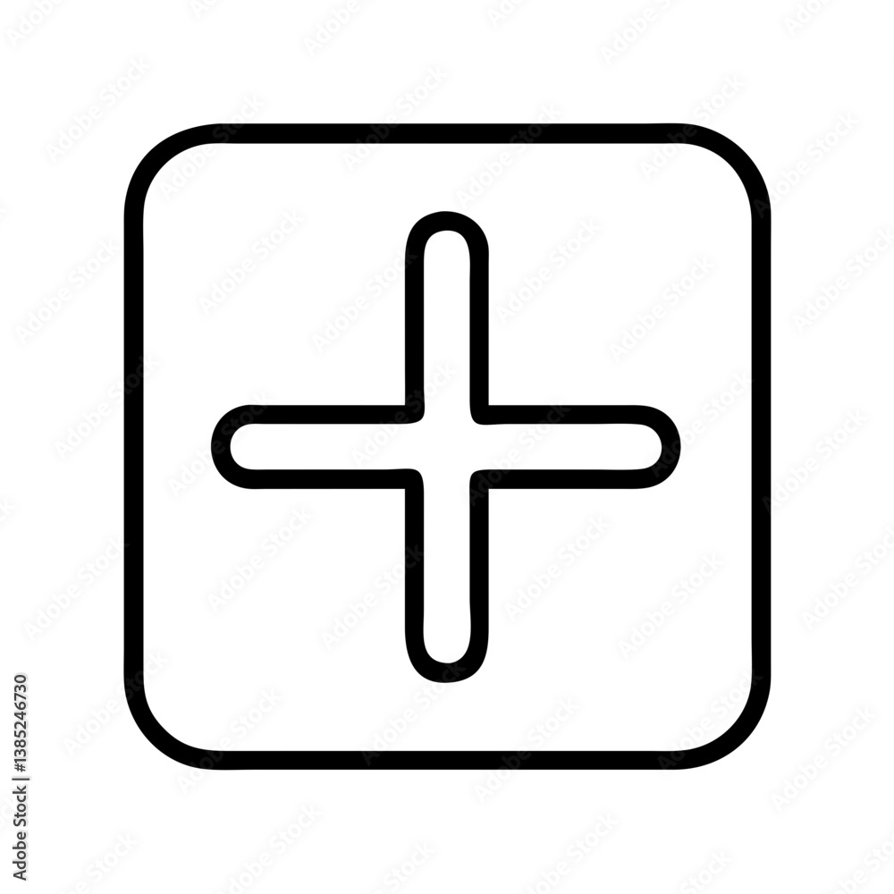 Poster plus sign icon add button vector graphic addition symbol mathematics positive sign in a square round