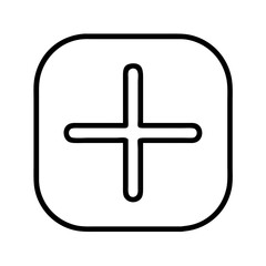 Obraz premium Add plus icon in square outline thin line vector graphic for ui ux design and symbol of addition char