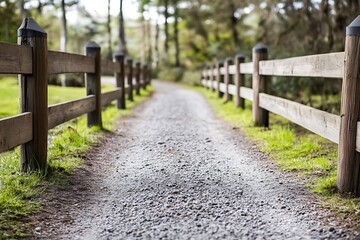 Fototapeta premium Country Path Between Wooden Fences