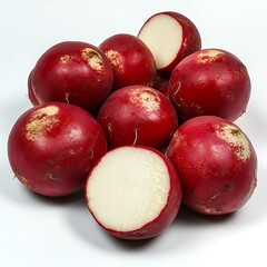 Group of Radishes with Red Skin and White Interior.