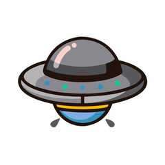 Fototapeta premium UFO spaceship flying cartoon sci-fi icon