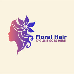 Luxurious Floral Hair Girl Logo - Elegant and Refined Design