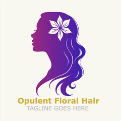Chic Floral Hair Lady Logo - Elegant and Timeless Design 