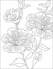Flower Coloring Book Vector Easy illustration