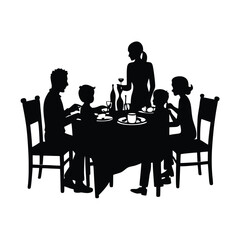 silhouettes of people in cafe