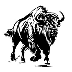 Striding bison showcasing strength and vitality in a dynamic design, capturing the essence of wildlife in a powerful representation