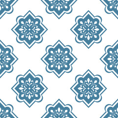 Blue fabric pattern, tile pattern, artwork, flowers, patterns