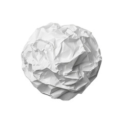 Fototapeta premium A crumpled white paper ball isolated on a black background showing texture and shadow detail in studio shot