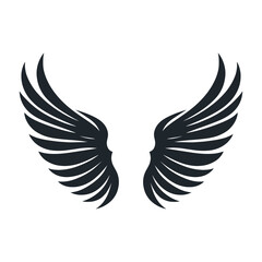 Vector Wings Symbol Dark Isolated on White Represents Freedom and Flight