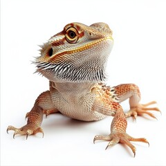 Obraz premium Close-Up of a Colorful Bearded Dragon on a White Background