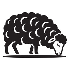 Obraz premium Sheep silhouette black and white vector icon