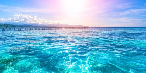 Fototapeta premium Vibrant Turquoise Ocean Water Under a Bright Sunny Sky