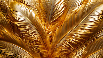 Lustrous gold feathers showcasing depth and texture
