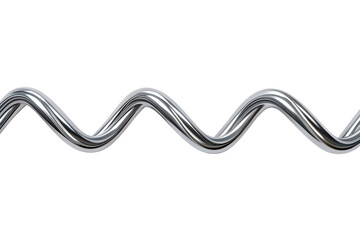 Abstract 3D rendering of a shiny metallic wavy tube or pipe with chrome or silver finish transparent background Generative AI