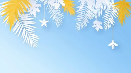 Obraz premium Winter Palm Leaves Paper Art